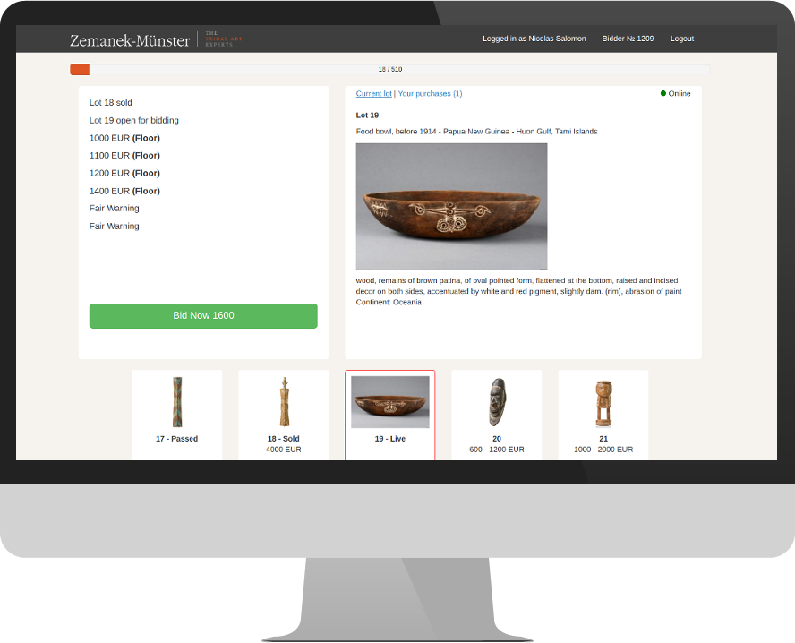 screenshot of Quantum Auctions